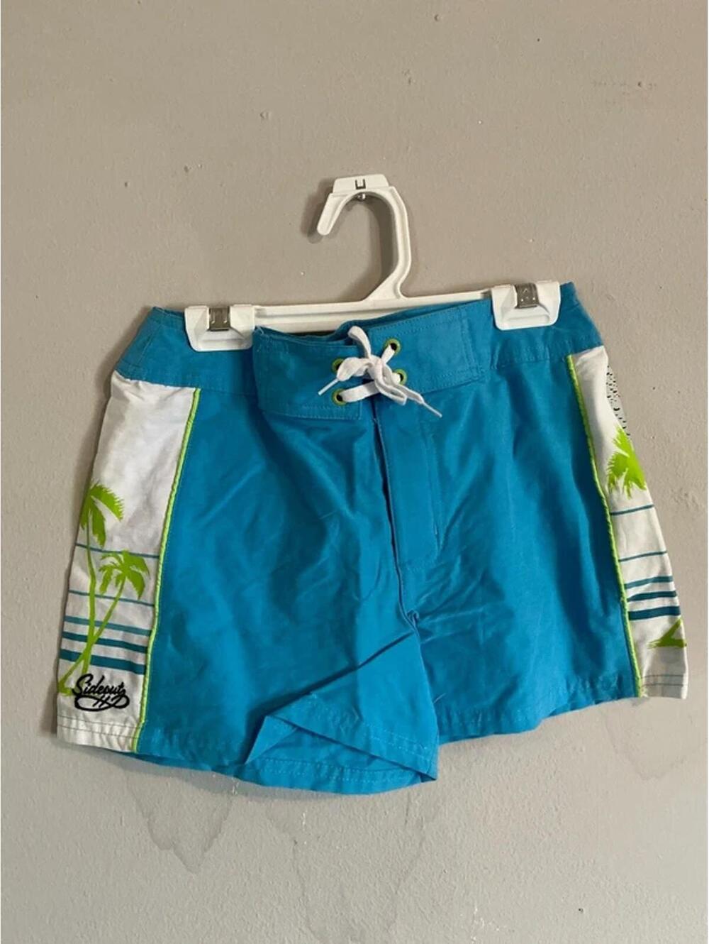 Sideout Blue Swim Trunks with Palm Tree Design Size 12